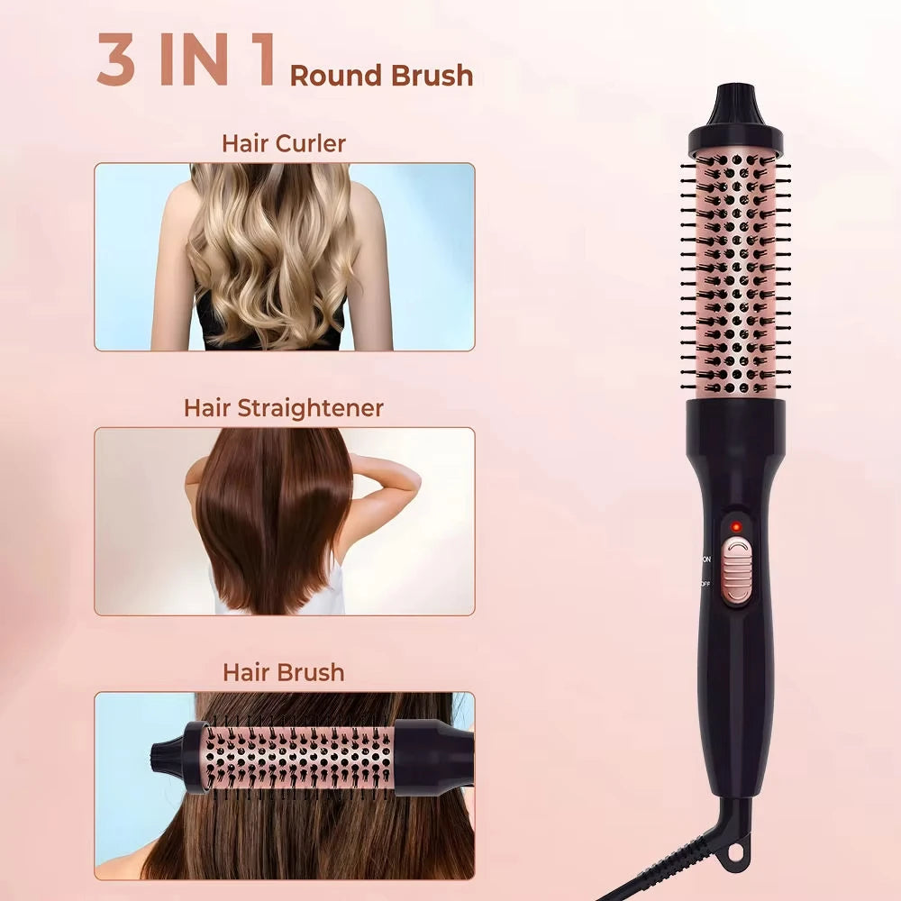 Brosse Chauffante Rotative 2 en 1 – Lissage & Boucles Parfaites